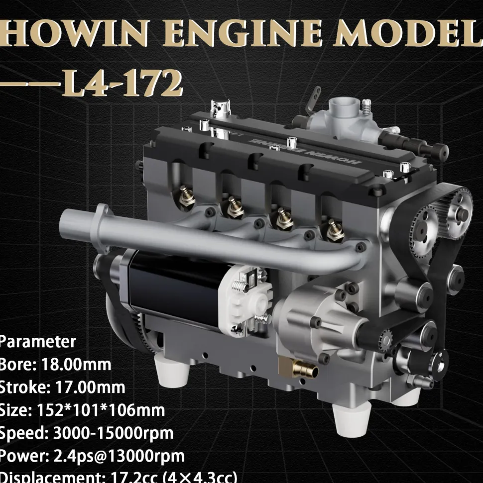 HOWIN L4 Engine 17.2cc SOHC Inline 4 Cylinder 4 Stroke Water-cooled Electric Nitro IC Engine Model