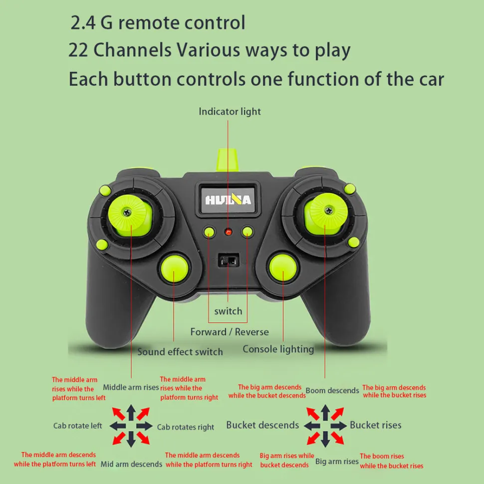 HUINA 1: 14 22CH 2.4G RC Excavator Remote Control Truck Engineering Vehicle Model Unique Gift for Kids, Teens and Adults