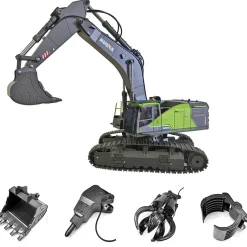 HUINA 4-in-1 1: 14 22CH 2.4G RC Excavator Remote Control Truck Electric Engineering Vehicle Model Unique Gift for Kids, Teens and Adults