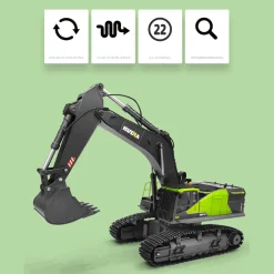 HUINA 4-in-1 1: 14 22CH 2.4G RC Excavator Remote Control Truck Electric Engineering Vehicle Model Unique Gift for Kids, Teens and Adults
