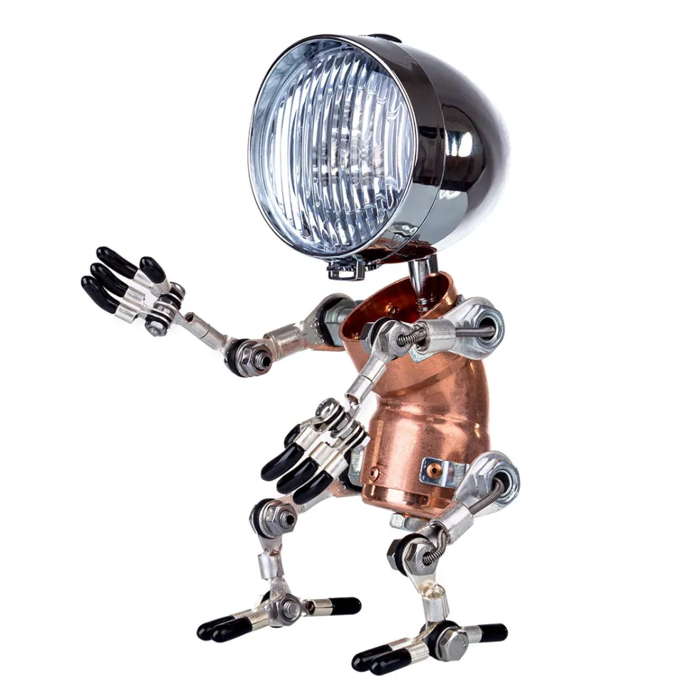 Industrial Style Table Lamp Man Figure 3D Steampunk Handmade Metal Models with Light