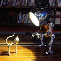 Industrial Style Table Lamp Man Figure 3D Steampunk Handmade Metal Models with Light