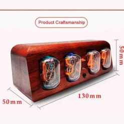 IN-12 Nixie Tube Clock Bluetooth Alarm Clock, Vintage Glow Tube Desk Clock with Black Walnut Wood & Remote Control