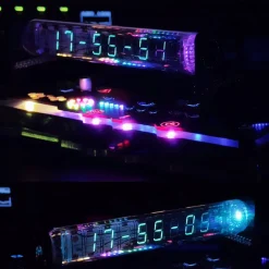 IV18 Vacuum Fluorescent Tube Clock - Cyberpunk NIXIE Tube Decor, RGB Glowing Display for PC Gaming Setup