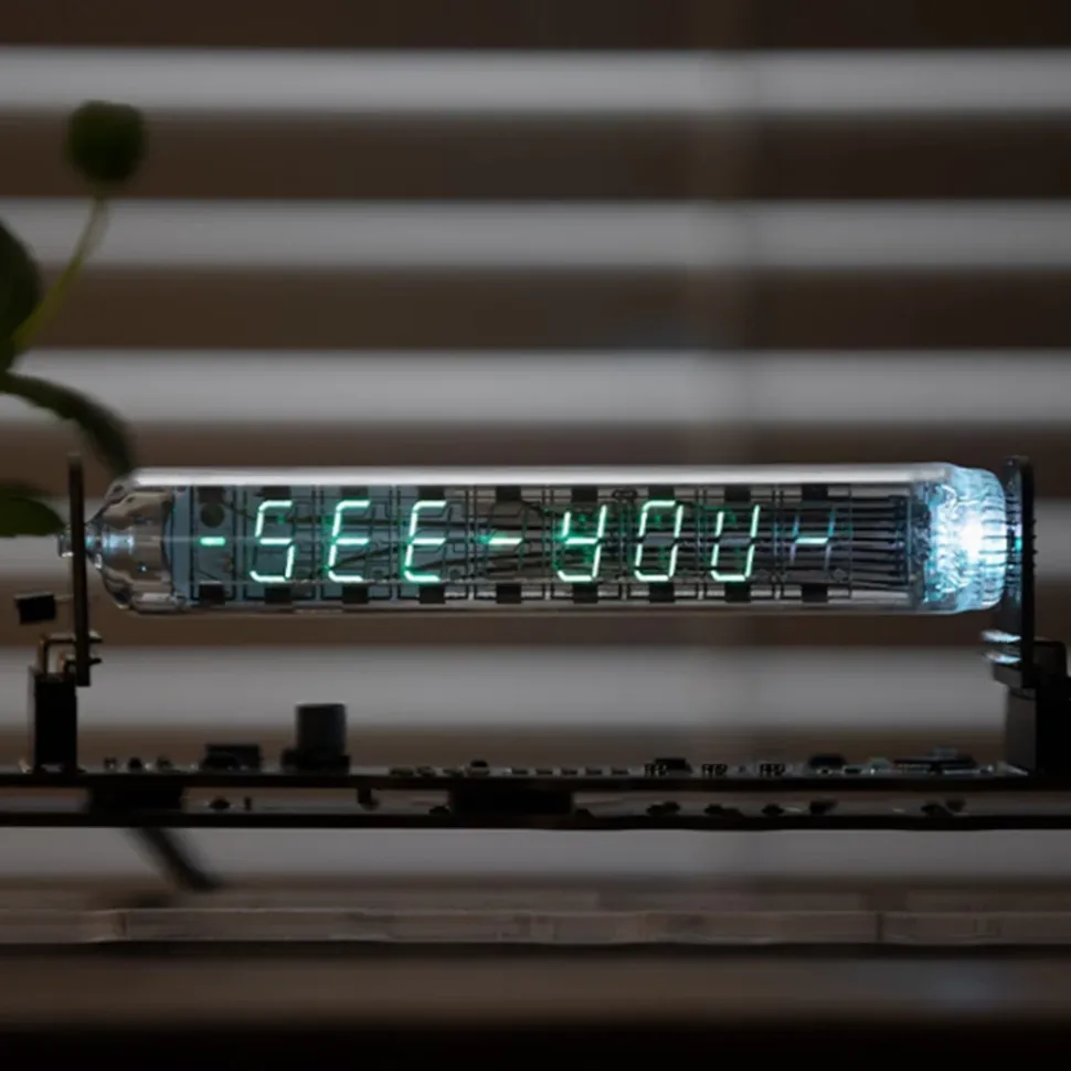 IV18 Vacuum Fluorescent Tube Clock - Cyberpunk NIXIE Tube Decor, RGB Glowing Display for PC Gaming Setup