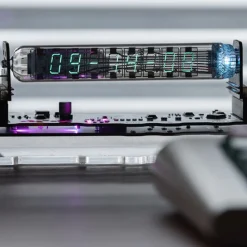 IV18 Vacuum Fluorescent Tube Clock - Cyberpunk NIXIE Tube Decor, RGB Glowing Display for PC Gaming Setup