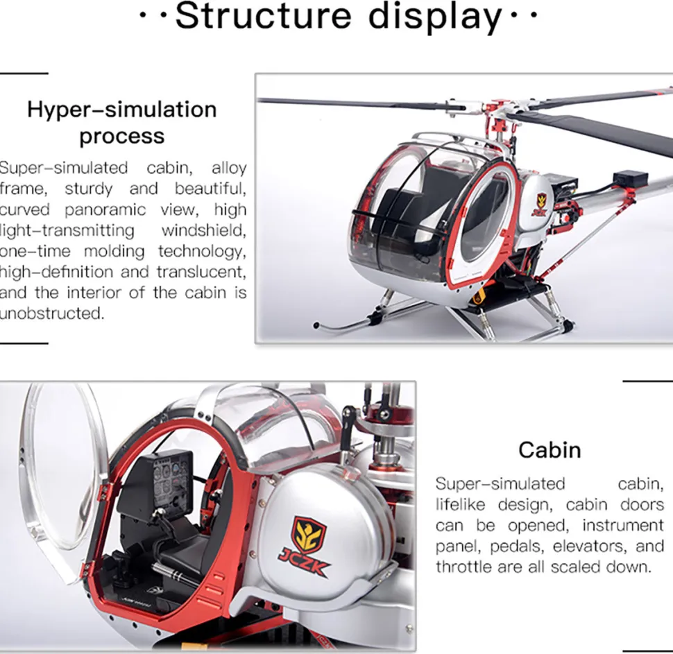 JCZK 300C PRO 2.4G 12CH Flybarless RC Helicopter Model with H1 PRO Smart Flight Control and GPS Positioning (RTF Version)