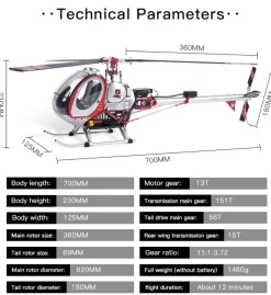 JCZK 300C PRO 2.4G 12CH Flybarless RC Helicopter Model with H1 PRO Smart Flight Control and GPS Positioning (RTF Version)