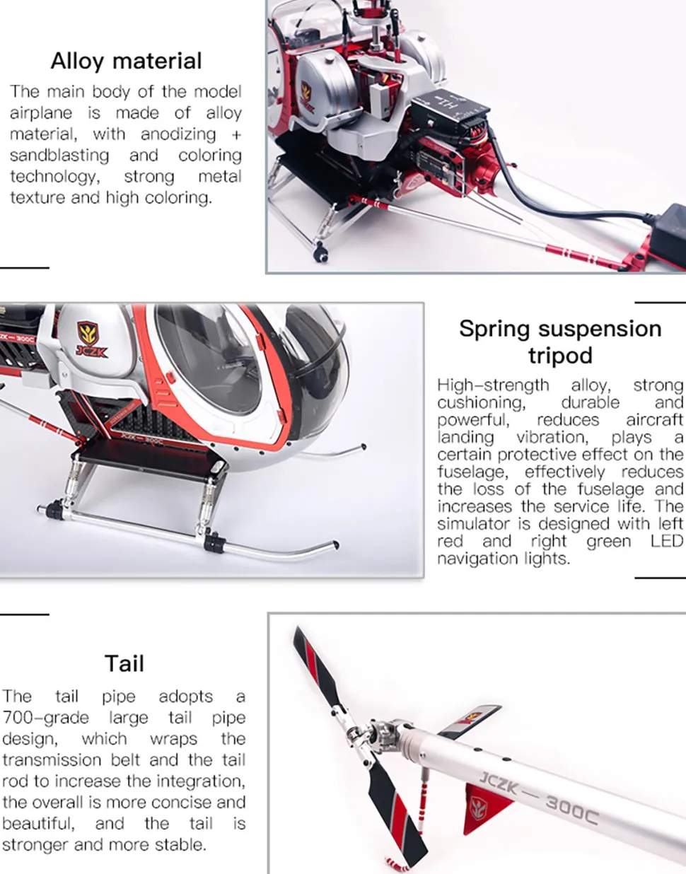 JCZK 300C PRO 2.4G 12CH Flybarless RC Helicopter Model with H1 PRO Smart Flight Control and GPS Positioning (RTF Version)
