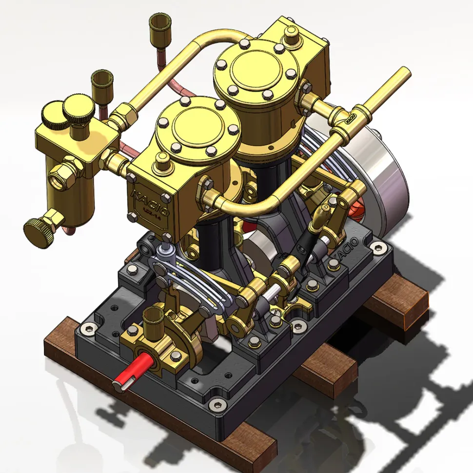 KACIO LS2-14 2 Cylinders Reciprocating Retro Steam Engine Model for Model Ship Model Boat Above 80cm