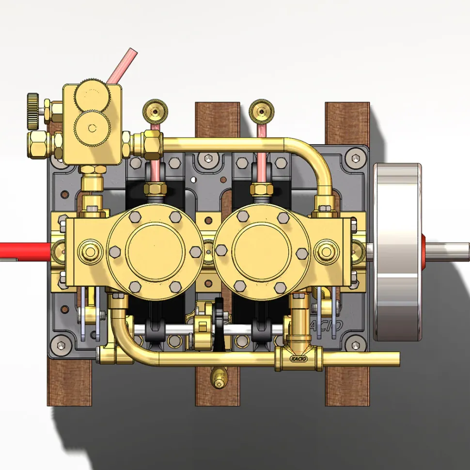 KACIO LS2-14 2 Cylinders Reciprocating Retro Steam Engine Model for Model Ship Model Boat Above 80cm