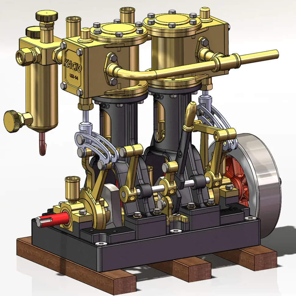 KACIO LS2-14 2 Cylinders Reciprocating Retro Steam Engine Model for Model Ship Model Boat Above 80cm