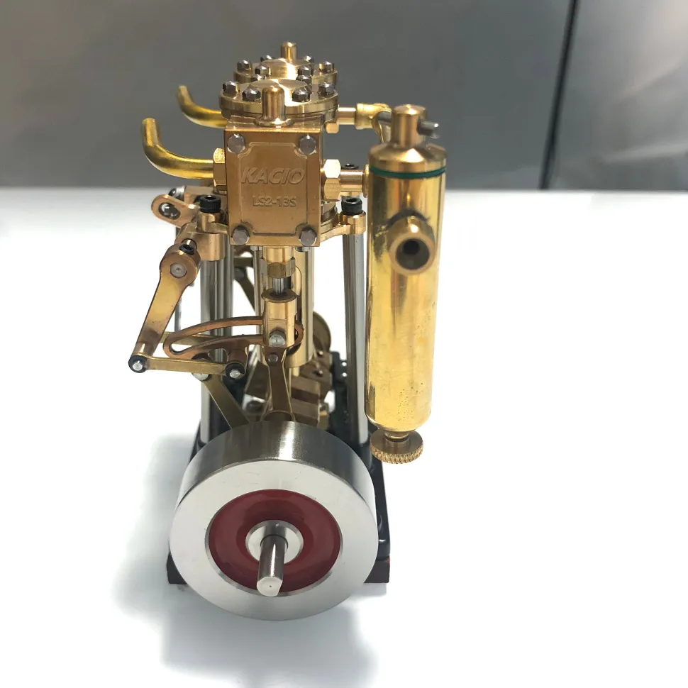 KACIO LS2-13S Vertical Steam Engine 2-cylinder Reciprocating Steam Engine with Oil Cup Reverse Rotation Steam Model Boat
