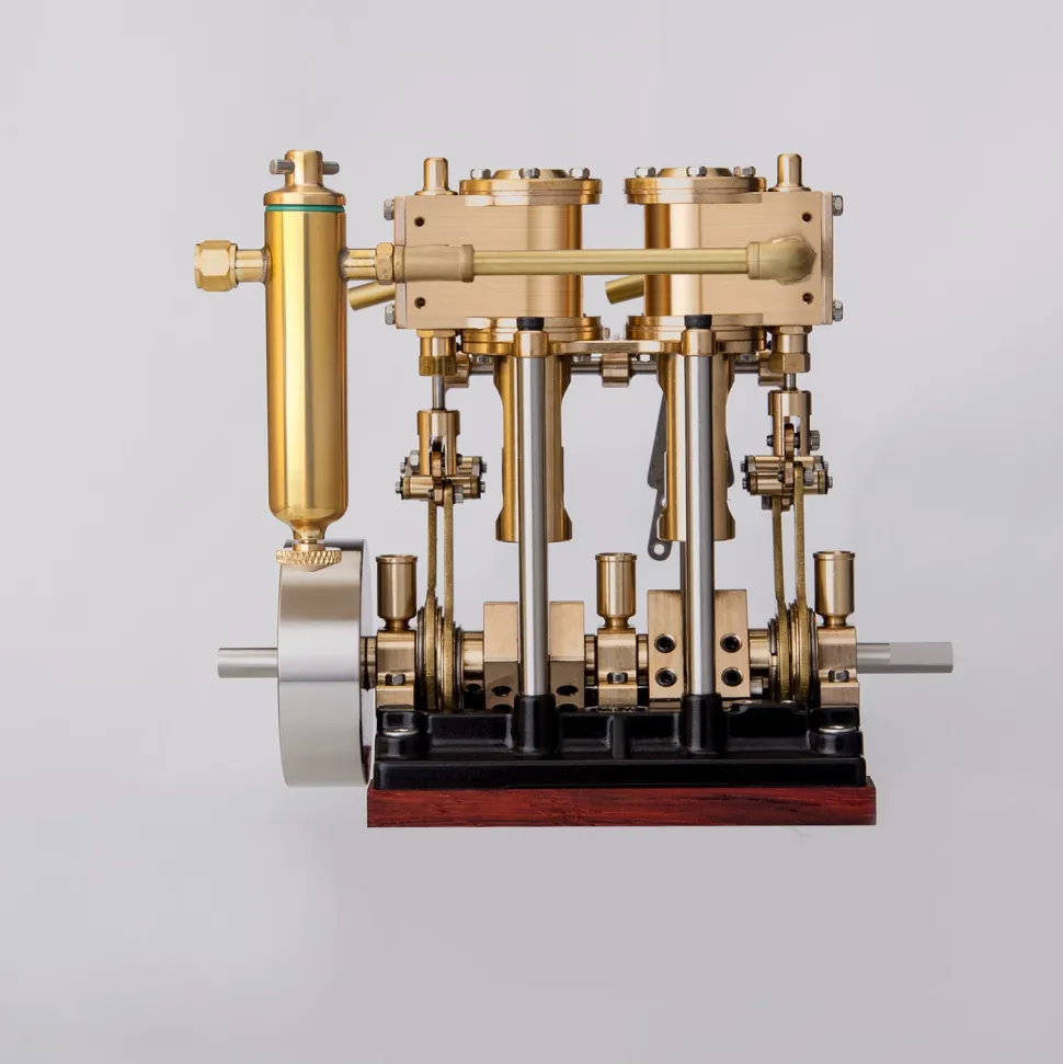KACIO LS2-13S Vertical Steam Engine 2-cylinder Reciprocating Steam Engine with Oil Cup Reverse Rotation Steam Model Boat