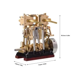 KACIO LS2-13S Vertical Steam Engine 2-cylinder Reciprocating Steam Engine with Oil Cup Reverse Rotation Steam Model Boat