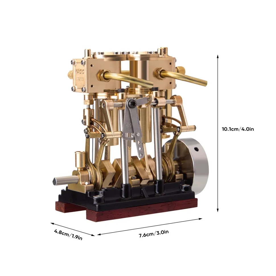 KACIO LS2-13S Vertical Steam Engine 2-cylinder Reciprocating Steam Engine with Oil Cup Reverse Rotation Steam Model Boat