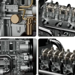 L4 Diesel Engine Model Kit that Works - Build Your Own Diesel Engine - TECHING 1: 10 Full Metal Mini L4 4 Cylinder Engine OHV Inline 4 Cylinder Engine Model Kit 300+PCS