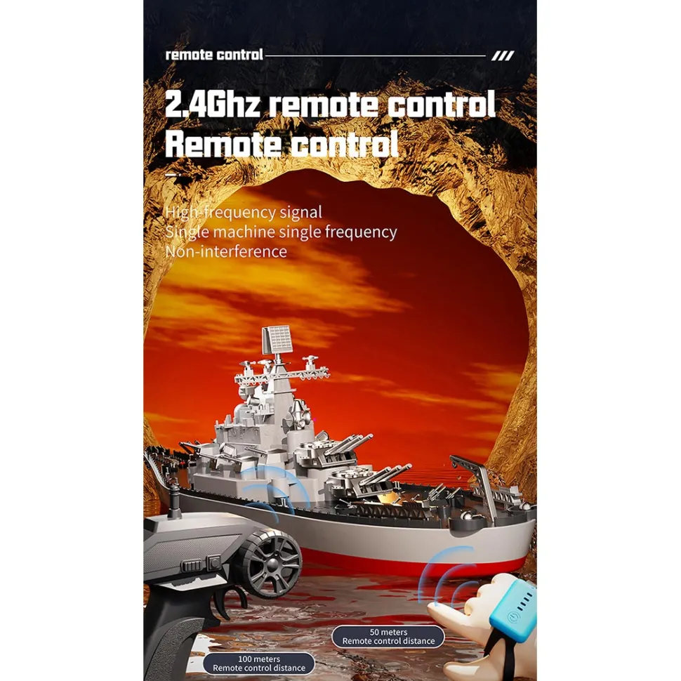LHD-881 1/390 2.4G RC Electric High-Frequency Twin-Engine Battleship Model