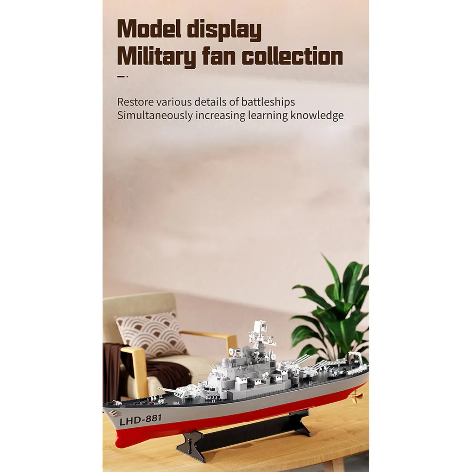 LHD-881 1/390 2.4G RC Electric High-Frequency Twin-Engine Battleship Model