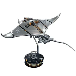 Manta Ray Mechanical Marine Biological 3D Metal Assembly Model with Lights