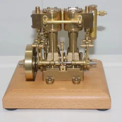 M30 3.7CC Mini Retro Vertical Double-cylinder Reciprocating Double-acting Steam Engine Model Toys with Speed Reducer