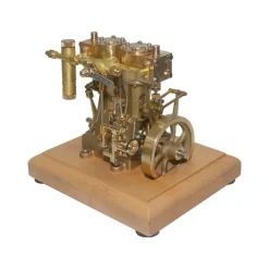 M30 3.7CC Mini Retro Vertical Double-cylinder Reciprocating Double-acting Steam Engine Model Toys with Speed Reducer