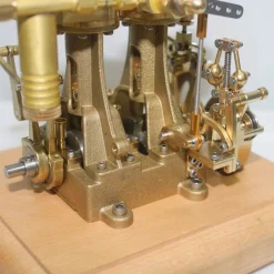 M30 3.7CC Mini Retro Vertical Double-cylinder Reciprocating Double-acting Steam Engine Model Toys with Speed Reducer