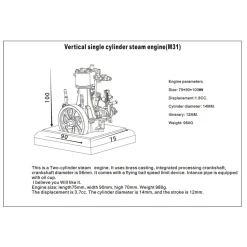 M31 1.85CC Mini Retro Vertical Single-cylinder Reciprocating Double-acting Steam Engine Model Toys with Speed Reducer