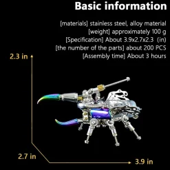 Mechanical Beetle 3D Metal DIY Insect Metal Assembly Model Colorful Parts Toy 200PCS