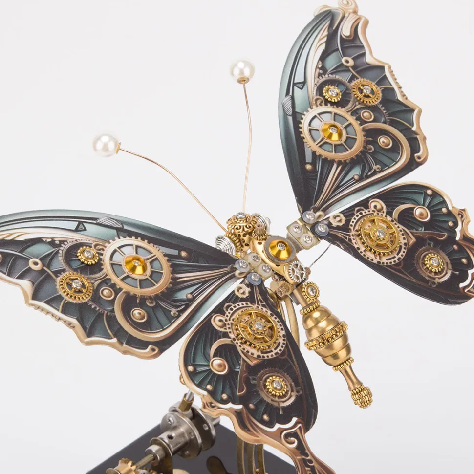 Mechanical 3D DIY Dynamic Butterfly Metal Model Building Kits with Music Box