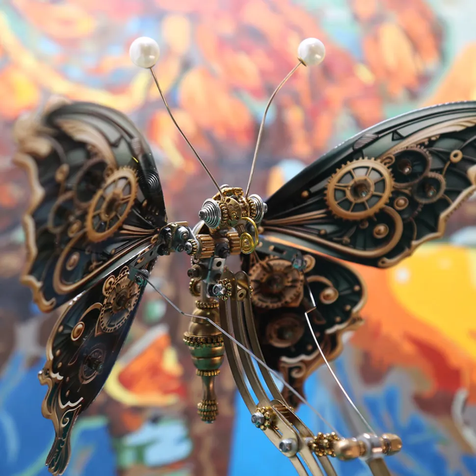 Mechanical 3D DIY Dynamic Butterfly Metal Model Building Kits with Music Box
