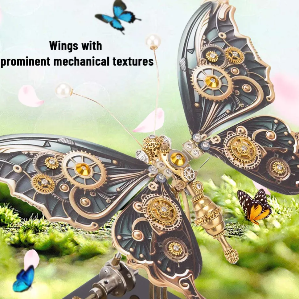 Mechanical 3D DIY Dynamic Butterfly Metal Model Building Kits with Music Box