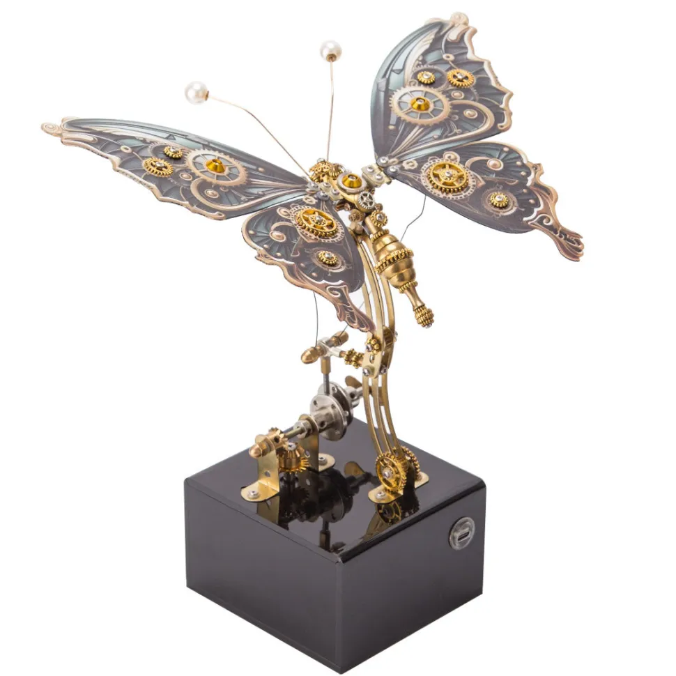 Mechanical 3D DIY Dynamic Butterfly Metal Model Building Kits with Music Box