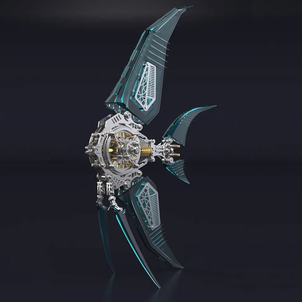 Mechanical 3D DIY Vibrant Angelfish Steampunk Assembly Model Kit with Creative Fins