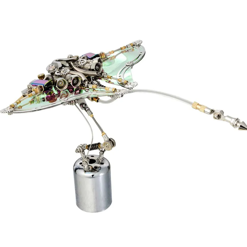 Mechanical Manta Ray 3D Steampunk Metal Kits with Bright Eyes and Translucent Wings