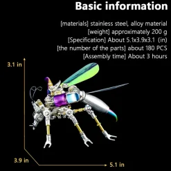 Mechanical Wasp 3D Metal DIY Assembly Model Kit Toy 180PCS
