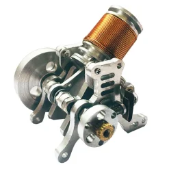 Metal Mini Type Single-cylinder Electromagnetic Engine Cannon Model Operable Engine Physics Science Experiment Toy (6-12V Supply Voltage)
