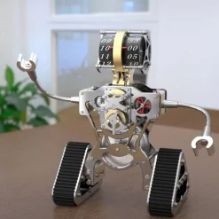 Metal Robot Mechanical Clock Desktop Art Display