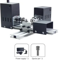 Mini Desktop Lathe with Dual Motor Multifunctional Electric DIY Tools (Black)