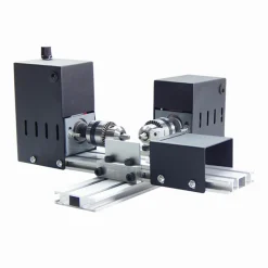 Mini Desktop Lathe with Dual Motor Multifunctional Electric DIY Tools (Black)