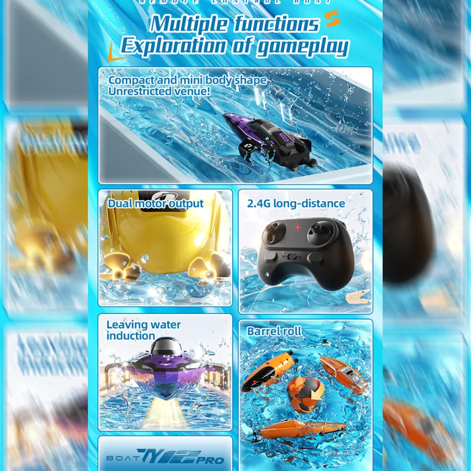 1/43 Mini 2.4G Dual Motor RC Speed Boat Dual Speed Modes Model