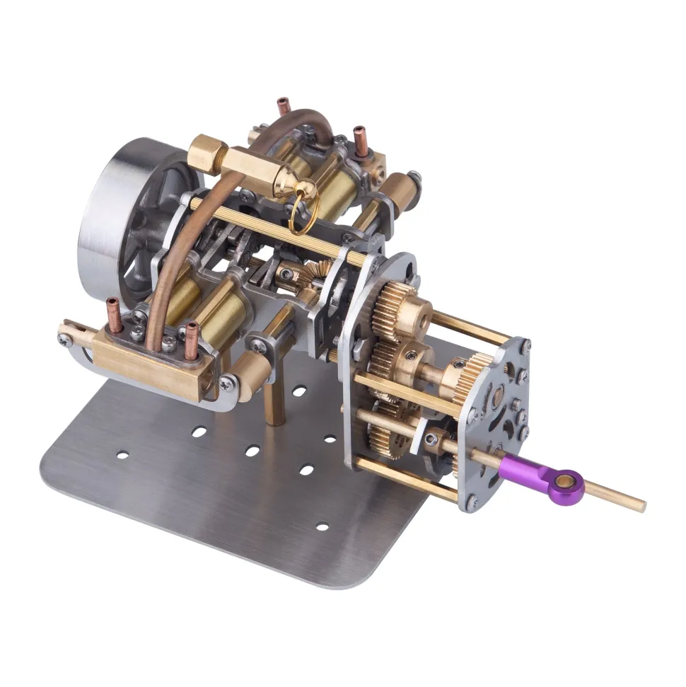 Mini Horizontally Opposed 4-Cylinder Steam Engine Model With Gearbox For Small Steam Model Ship