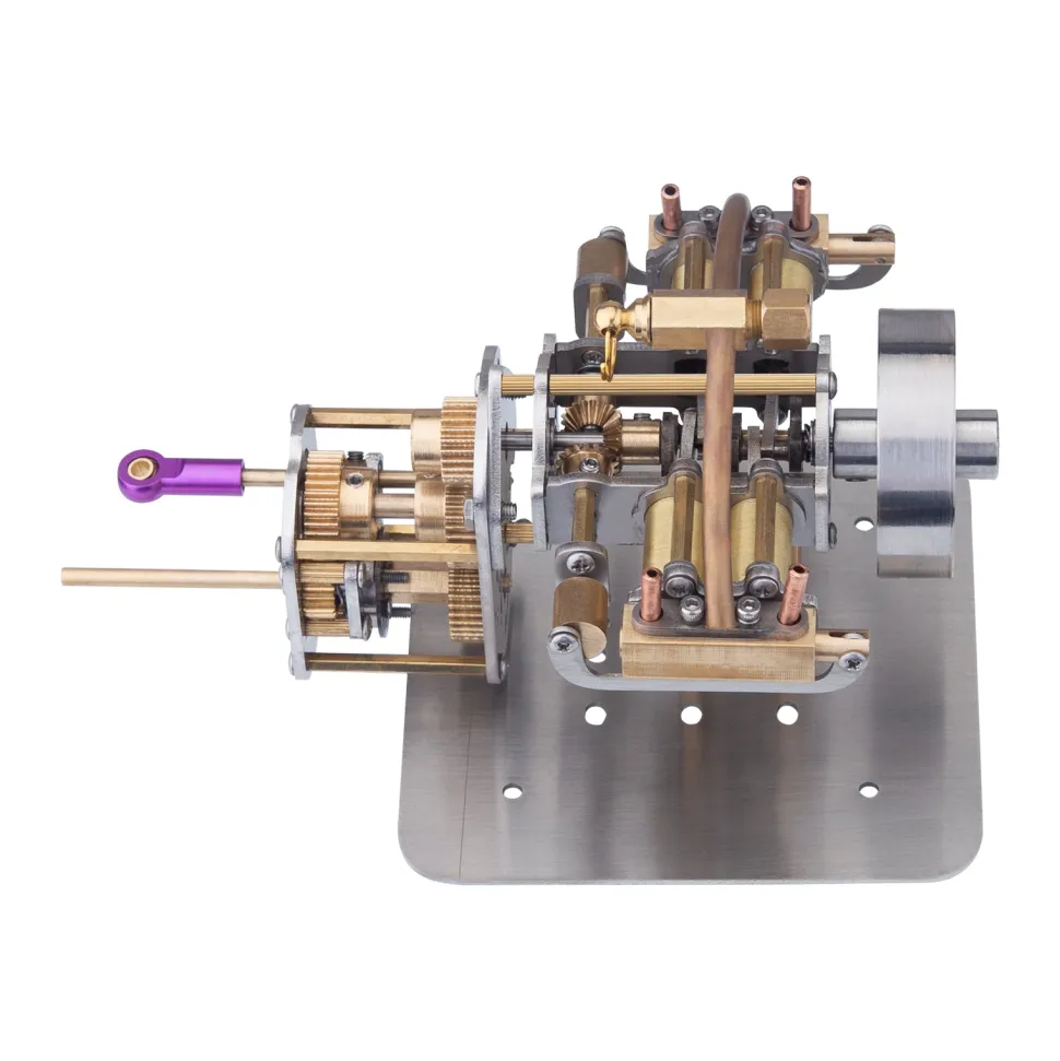 Mini Horizontally Opposed 4-Cylinder Steam Engine Model With Gearbox For Small Steam Model Ship