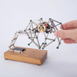 Mini Strandbeest Metal Mechanical Gear-Driven Walking Strandbeest Model with Stand Base for Experimental Science Demonstration