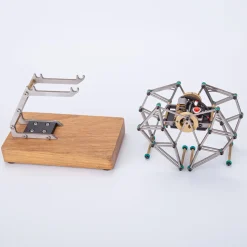 Mini Strandbeest Metal Mechanical Gear-Driven Walking Strandbeest Model with Stand Base for Experimental Science Demonstration