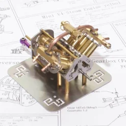Mini V4 Steam Engine Model with Reverse Gearbox Toy Creative Gift