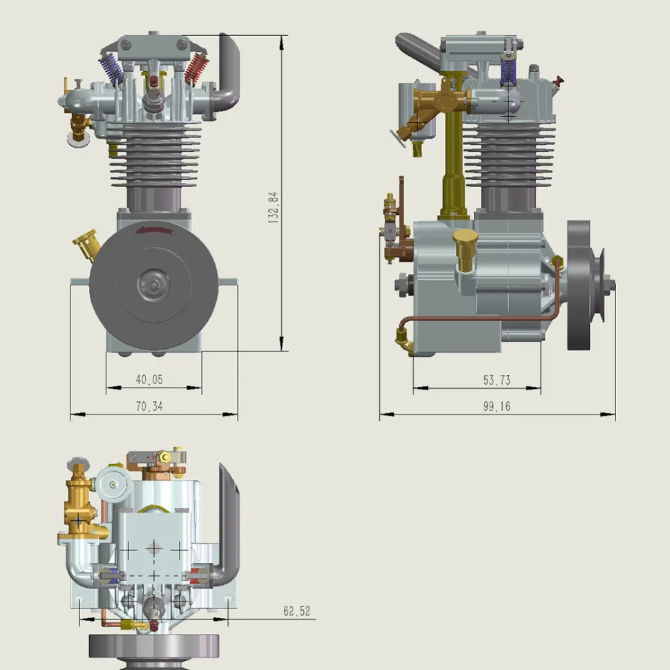 MUSA Engine FV1A KW-OHV 7cc Vertical Single Cylinder 4 Stroke Air Cooled Gasoline Engine IC Engine