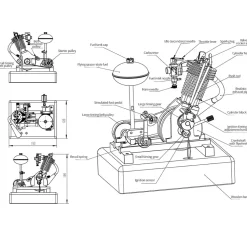 MUSA Hoglet V1 Single-Cylinder 4-Stroke Gasoline Realistic Motorcycle Internal Combustion Engine with Kick Start
