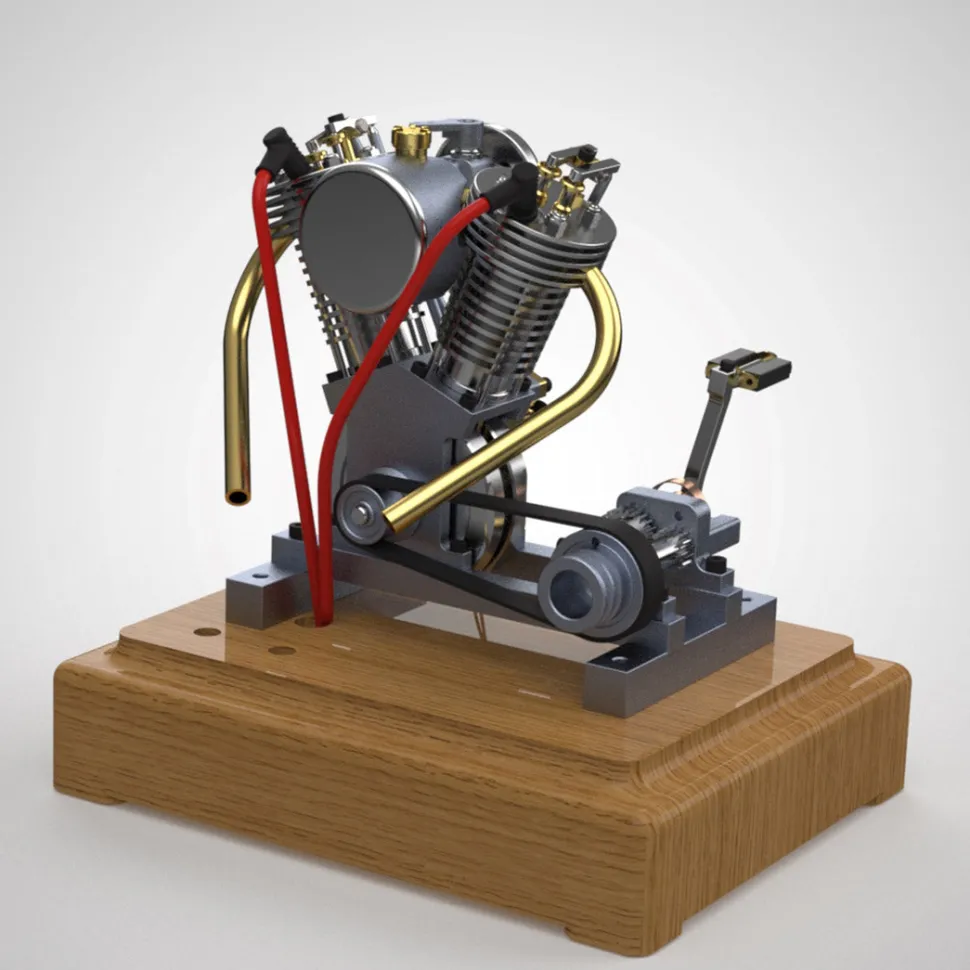 MUSA Hoglet V-twin Engine Mini 4-Stroke V2 Gasoline Engine Internal Combustion Model Realistic RTR Version Motorcycle Kickstart