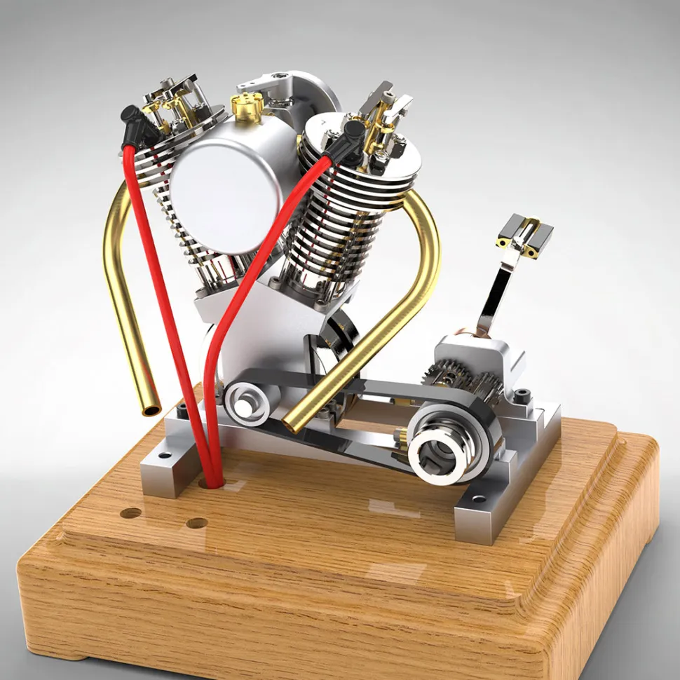 MUSA Hoglet V-twin Engine Mini 4-Stroke V2 Gasoline Engine Internal Combustion Model Realistic RTR Version Motorcycle Kickstart